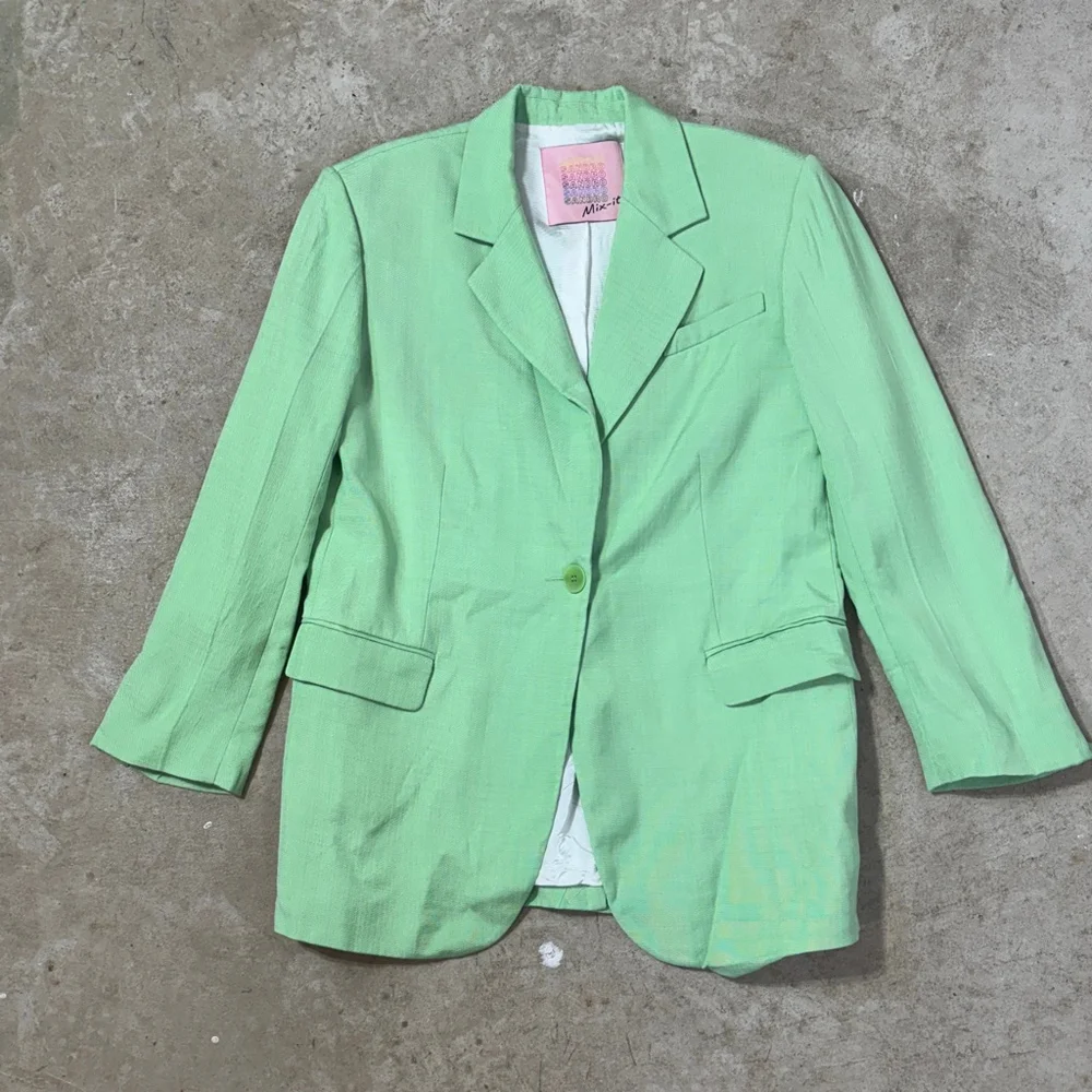 Sandro Suit Blazer Women’s Size XS Pockets One Button Green Notch Lapel - Picture 5 of 13